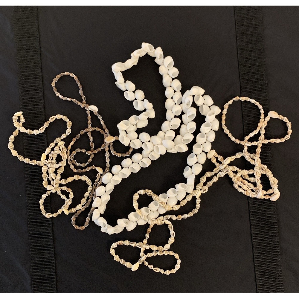 LOT OF 5 Shell Necklaces: Long Hawaii White Bubble Shell Necklace + 4 Necklaces!
